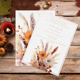 Autumn Boho Floral Wedding | weiß Folieneinladung