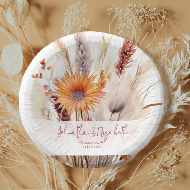 Autumn Boho Floral Wedding | weiß Pappteller (Autumn Boho Floral White Wedding Paper Bowl)