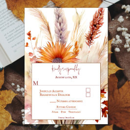 Autumn Boho Floral Wedding | weiß RSVP Karte
