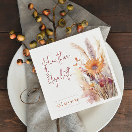 Autumn Boho Floral Wedding | weiß Serviette