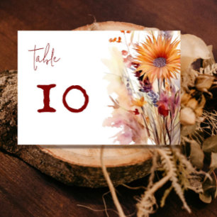 Autumn Boho Floral Wedding weiß Tischnummer
