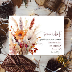 Autumn Boho Floral Weißes Save the Date