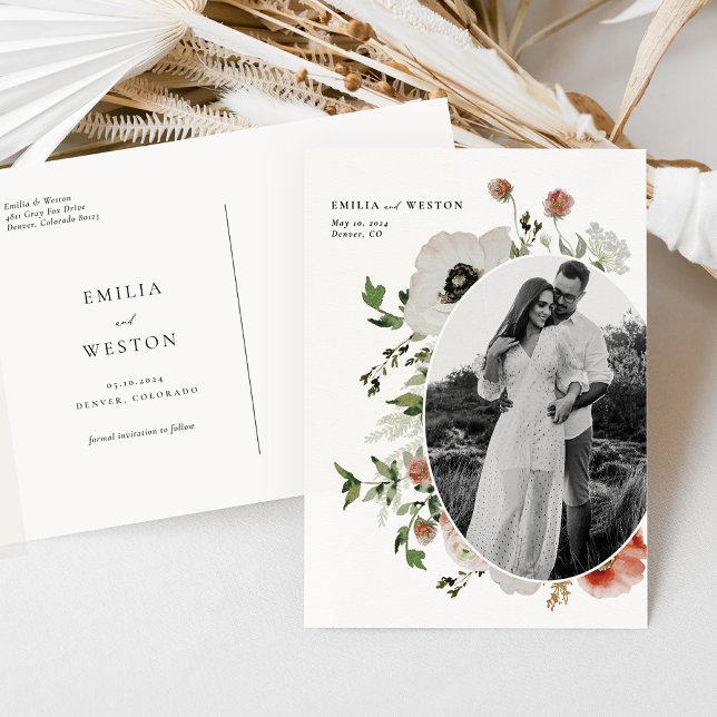 Autumn Boho Hochzeit im Herbst Save the Date Postc Postkarte (Von Creator hochgeladen)