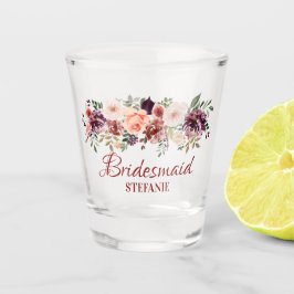 Autumn Boho Rustic Watercolor Blume Bridesmaid Schnapsglas
