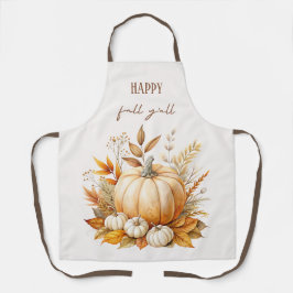 Autumn Boho Watercolor Pumpkin Happy Fall Y'all Schürze