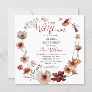 Autumn Boho Wildblumen ist auf dem Weg Baby Shower Einladung