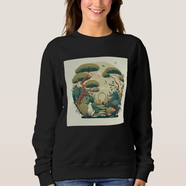 Autumn Bonsai Trees Garden Shrine Pond Japanese Sw Sweatshirt (Vorderseite)