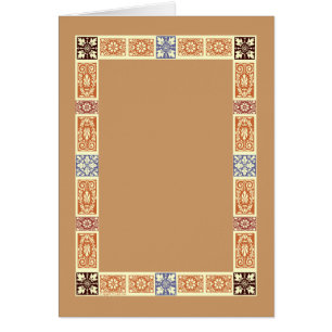 Autumn Border Brown Blue Blank Art Card