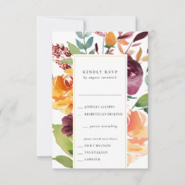 Autumn Bouquet RSVP Card mit Essensauswahl