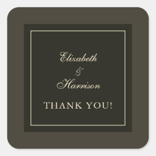 Autumn Brown Hues & Ivory Wedding Vielen Dank Quadratischer Aufkleber