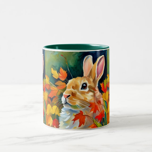 Autumn Bunny Zweifarbige Tasse (Mittel)