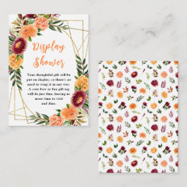 Autumn Burgundy Orange Floral Baby Display Shower Begleitkarte