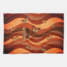 Autumn Butterflies Reddish Brown Geschirrtuch