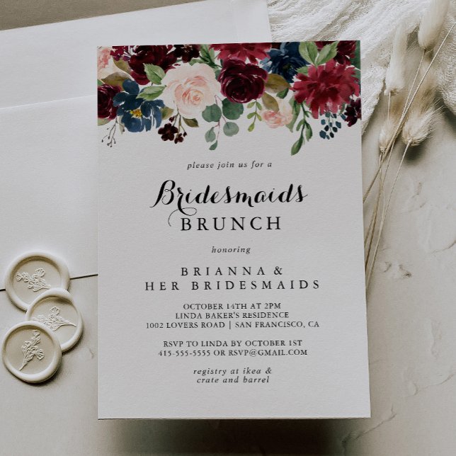 Autumn Calligraphy Bridesmaids Brunch Shower Einladung (Von Creator hochgeladen)