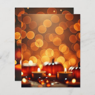 Autumn Candle Lit Pumpkins Bokeh Scrapbook Paper
