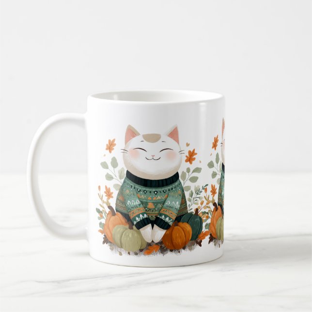 Autumn Cat Mug with Cozy Sweater Kaffeetasse (Links)