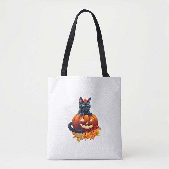 Autumn Cat, Pumpkin, Halloween Graphic Design (Vorderseite)