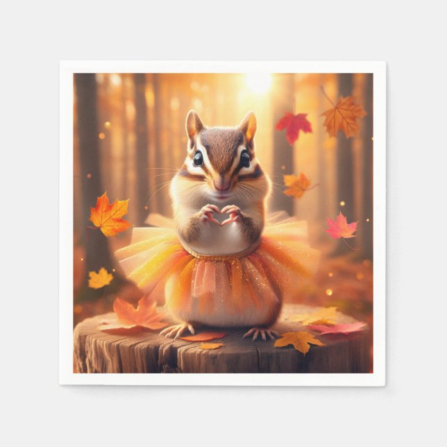 Autumn Chipmunk Ballerina Dancer Serviette (Vorderseite)