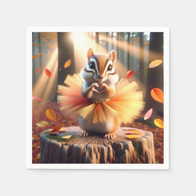 Autumn Chipmunk eine Tutu tragen Serviette (Vorderseite)