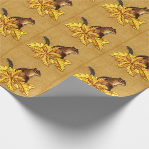Autumn Chipmunk mit Acron Imitate Leinwand Geschenkpapier