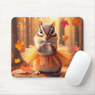 Autumn Chipmunk mit Tutu und Herz Mousepad
