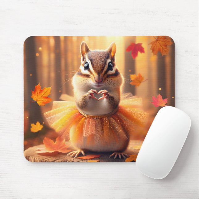 Autumn Chipmunk mit Tutu und Herz Mousepad (Mit Mouse)