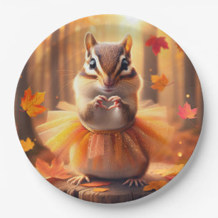 Autumn Chipmunk mit Tutu und Herz Pappteller