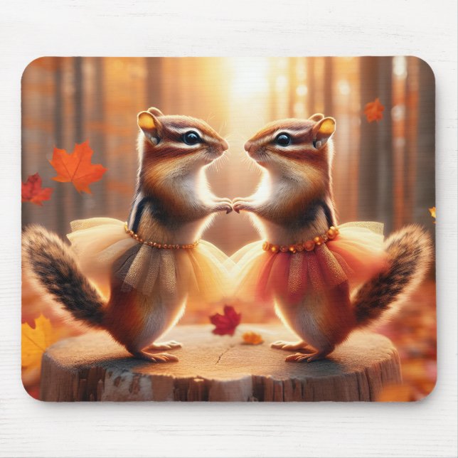 Autumn Chipmunks tanzen Mousepad (Vorne)