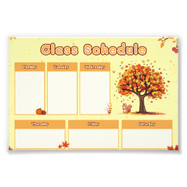 Autumn Class Schedule with Cute Fall Illustrations Fotodruck