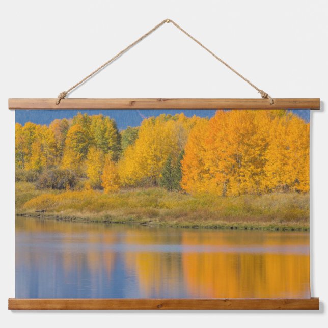Autumn Colored Aspen Trees Wandteppich Mit Holzrahmen (Vorne)