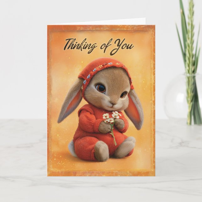 Autumn Comfort Baby Bunny Thinking of You Card Karte (Vorderseite)