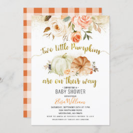 Autumn Coral Florals Pumpkin Einladung