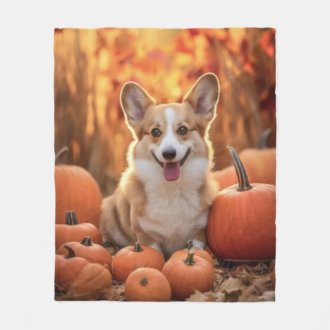Autumn Corgi Fleecedecke (Vorderseite)