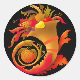Autumn Cornucopie Runder Aufkleber