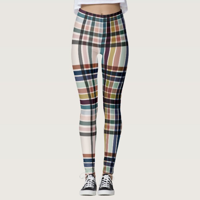 Autumn & Cream Plaid  Leggings (Vorderseite)