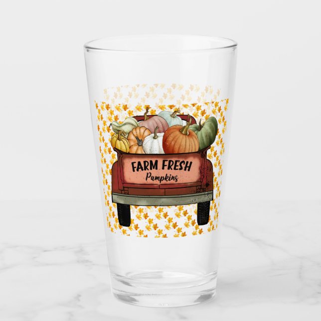 Autumn Customize Pumpkin Gold Blätter Glas (Vorderseite)