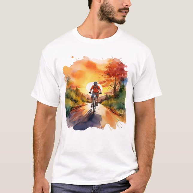 Autumn Cycling Adventure - Watercolor Bike Ride A T-Shirt (Vorderseite)
