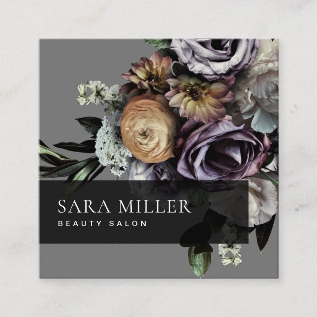 Autumn Dark Moody Floral Bouquet Quadratische Visitenkarte (Vorderseite)