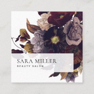 Autumn Dark Moody Floral Bouquet Quadratische Visitenkarte