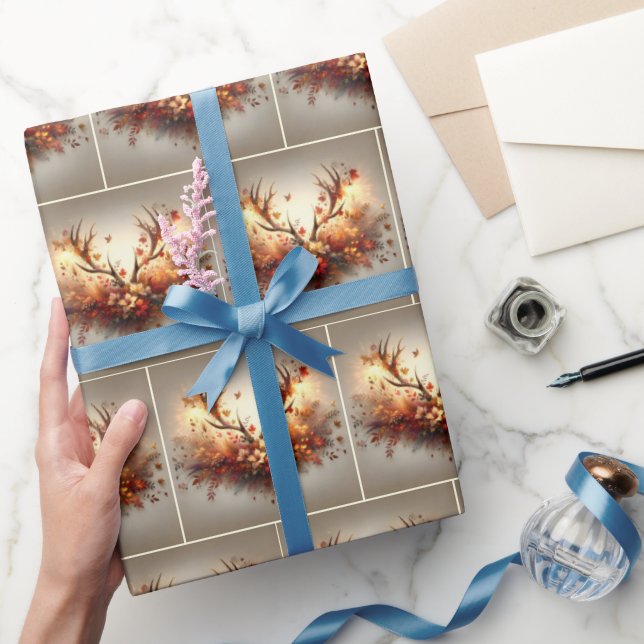 Autumn Deer Antler Bouquet Geschenkpapier (Schenken)