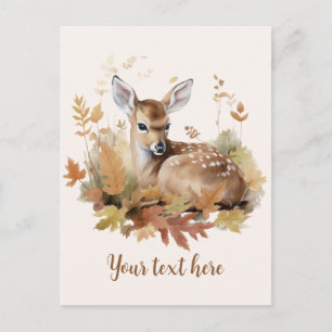 Autumn Deer Fawn Herbstlaubs Postkarte