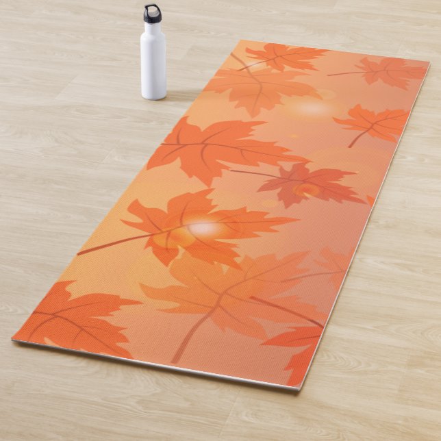 Autumn design with maple leaves and bokeh effect   yogamatte (Beispiel)