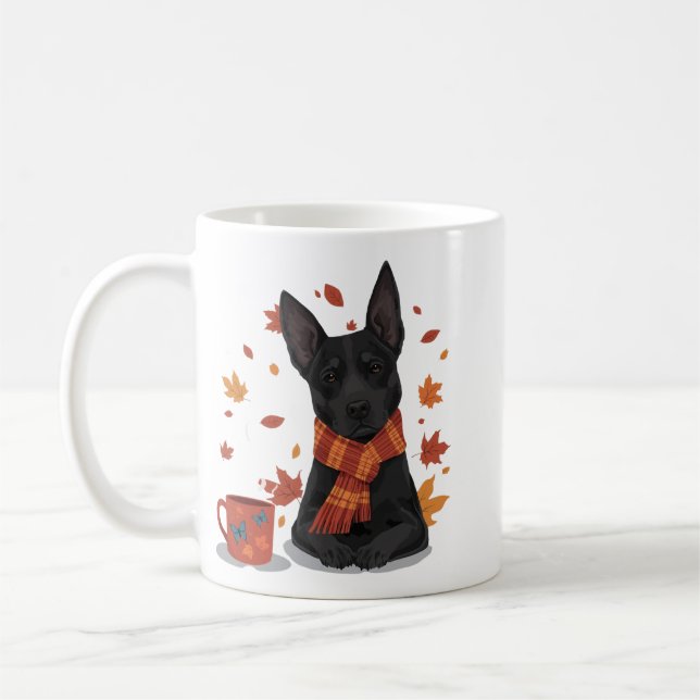 Autumn Dog with Scarf Kaffeetasse (Links)