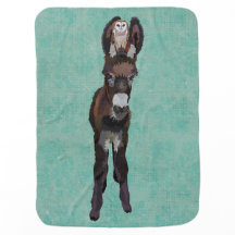 AUTUMN DONKEY & KARIERT OWL Baby Blanket