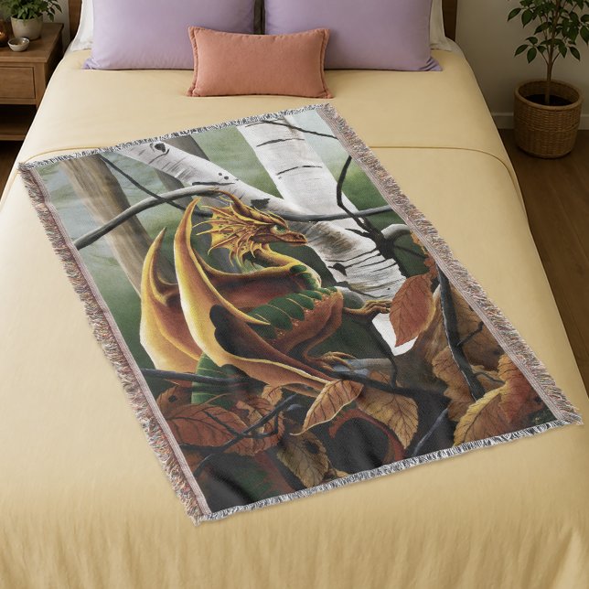 Autumn Dragon Orange Green Fantasy Decke (Von Creator hochgeladen)