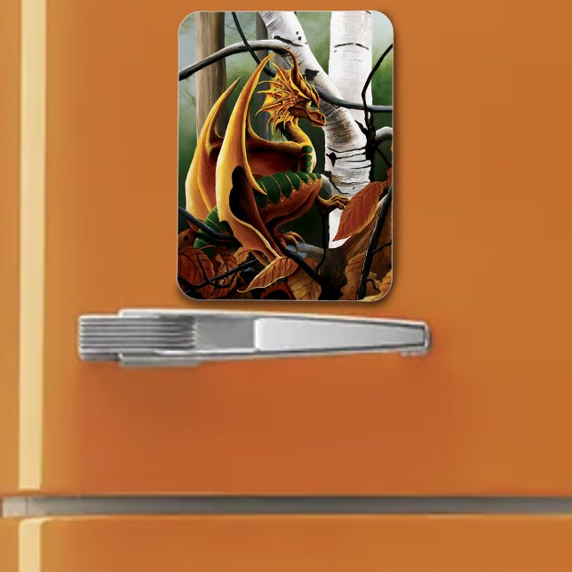 Autumn Dragon Orange Green Fantasy Magnet (Von Creator hochgeladen)