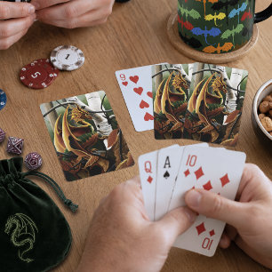 Autumn Dragon Orange Green Fantasy Spielkarten