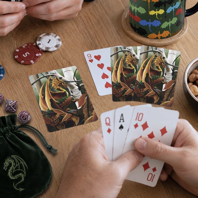 Autumn Dragon Orange Green Fantasy Spielkarten (Von Creator hochgeladen)
