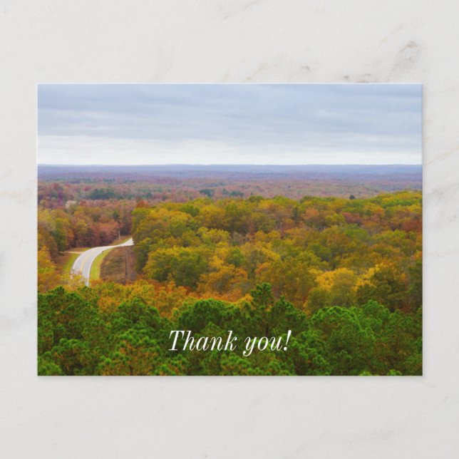Autumn Drive Pano Danke Postcard Postkarte (Vorderseite)