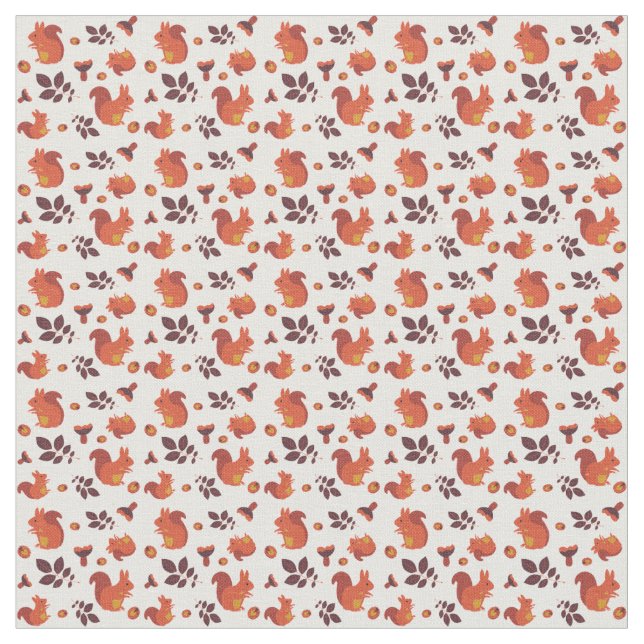 Autumn Eichhörnchen Acorn Cotton Stoff (Nahaufnahme)